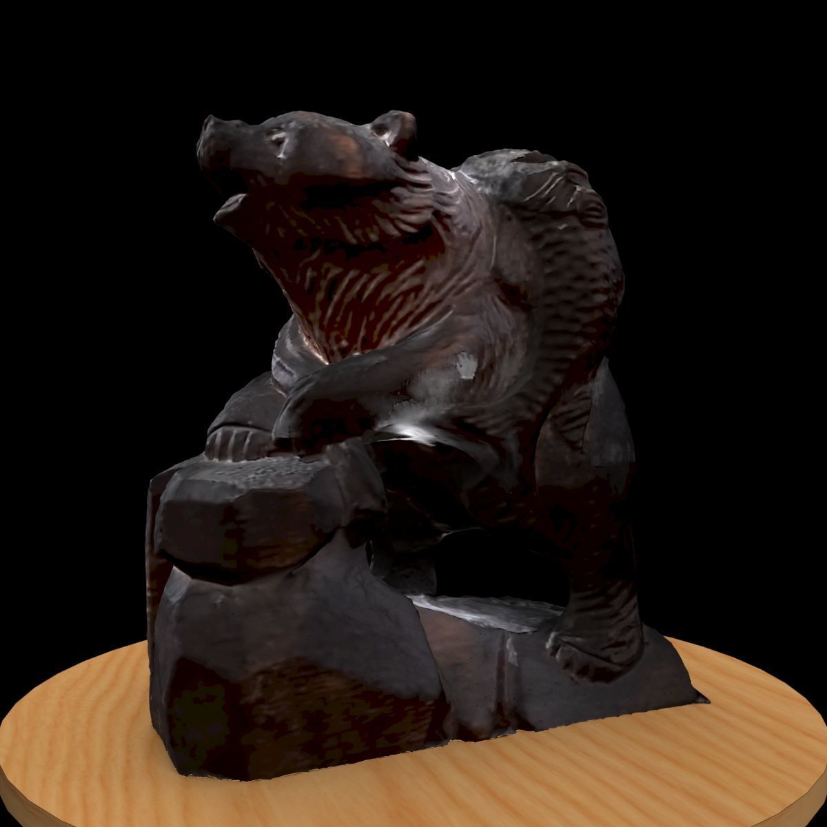 Wood carving bear figure 3D model_6