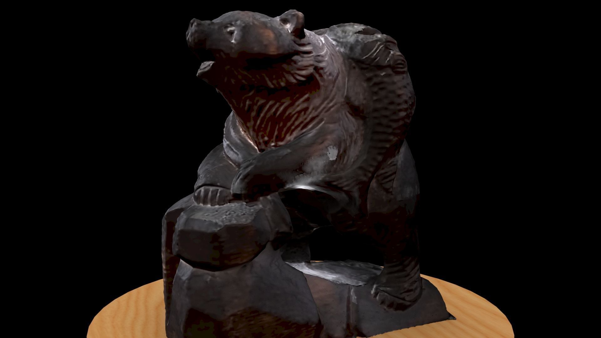 Wood carving bear figure 3D model_3