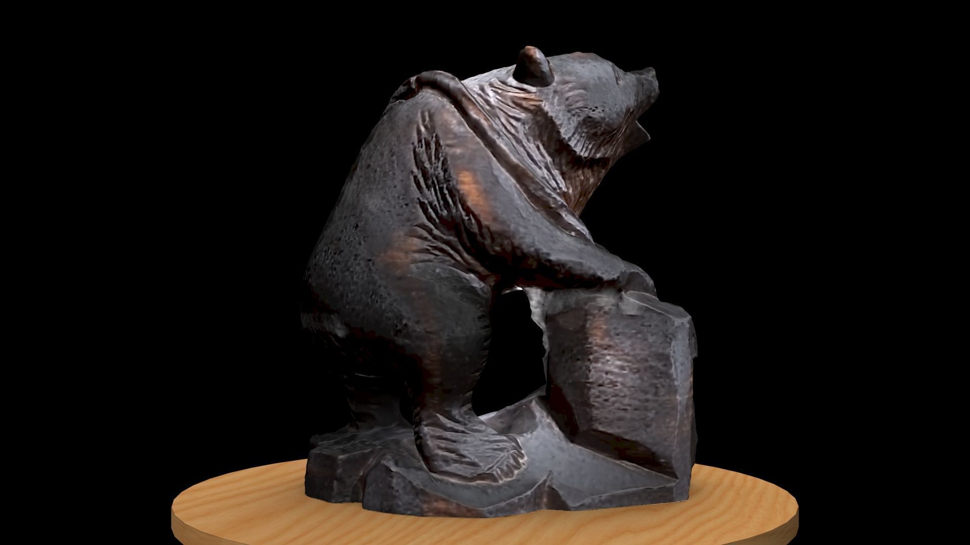 Wood carving bear figure 3D model_2