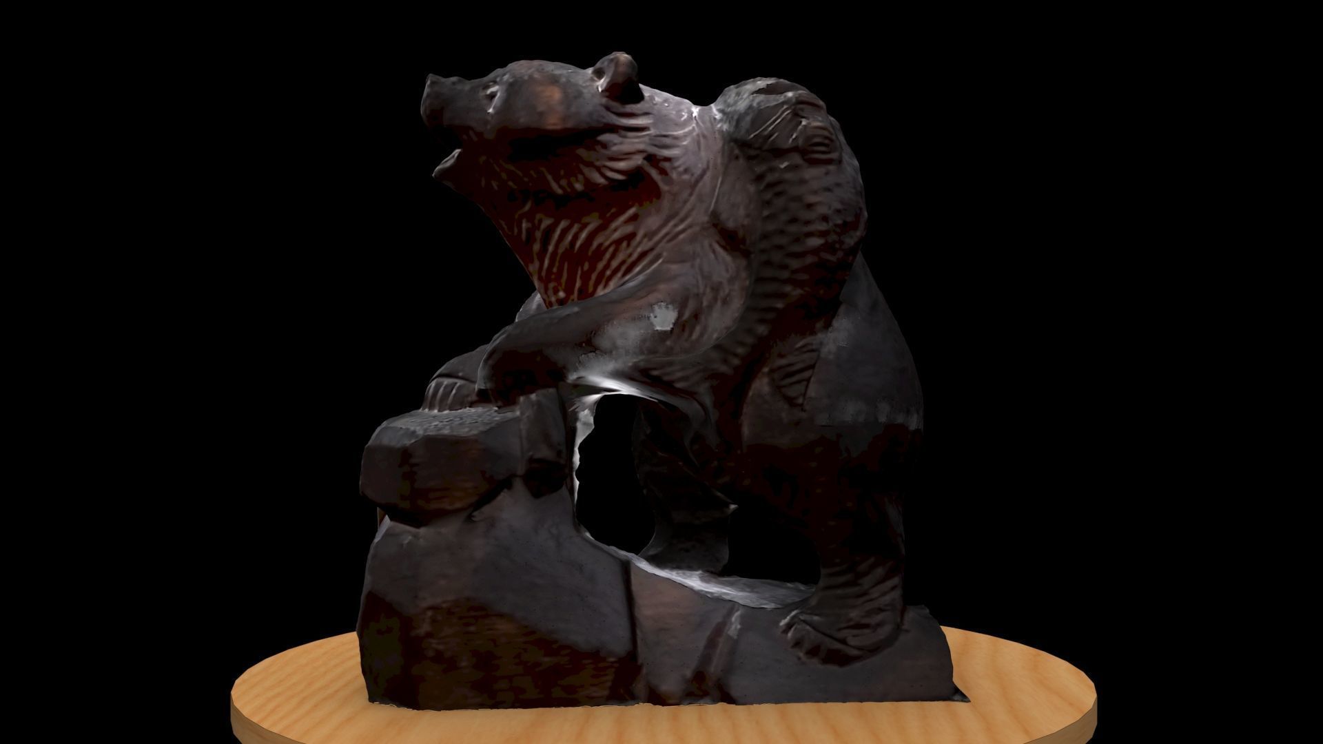 Wood carving bear figure 3D model_5