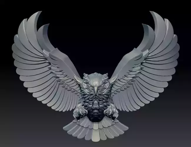 Owl sculpture 3DM STL OBJ model for 3D printing and CNC