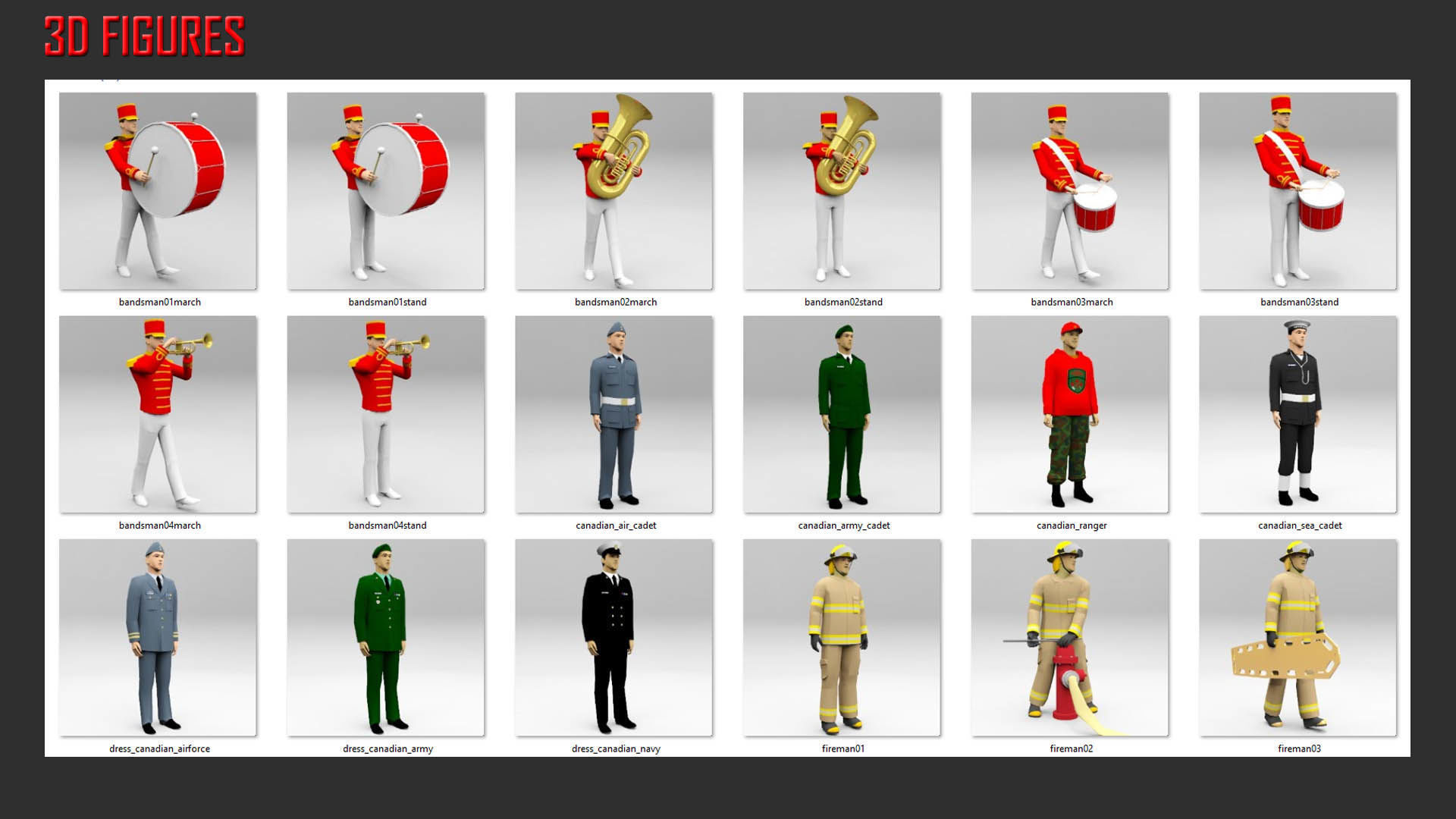Low Poly People in Uniform Low-poly 3D model_3