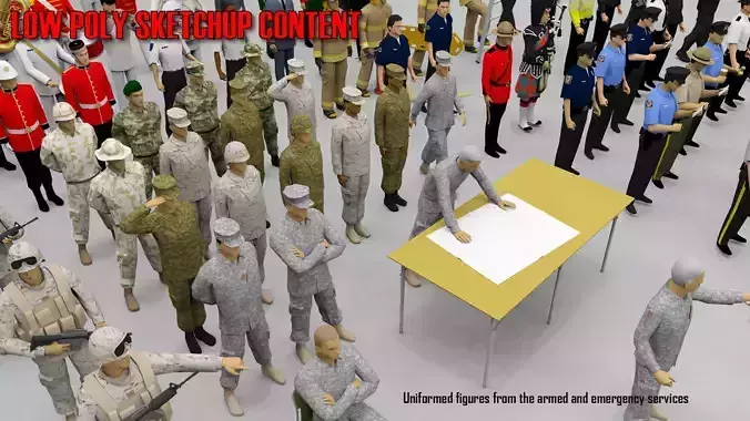 Low Poly People in Uniform Low-poly 3D model