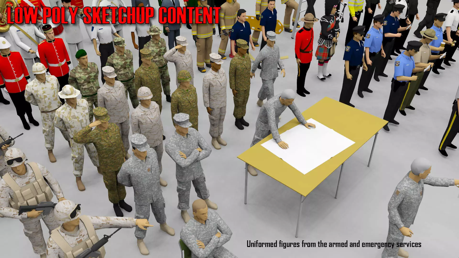 Low Poly People in Uniform Low-poly 3D model_0