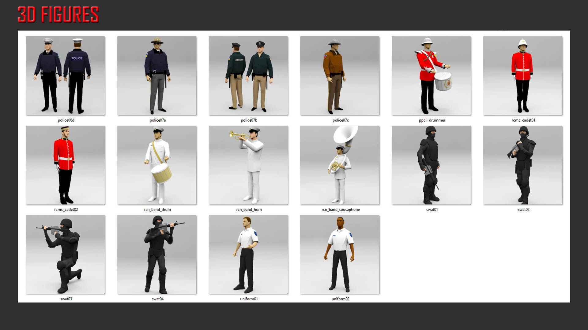Low Poly People in Uniform Low-poly 3D model_7