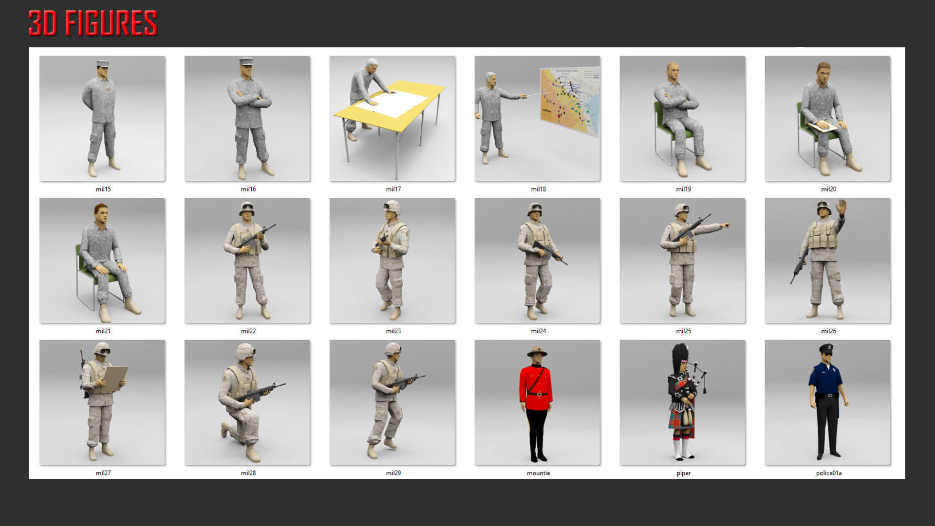 Low Poly People in Uniform Low-poly 3D model_5