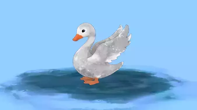 Swan Watercolor Rigged 3D model