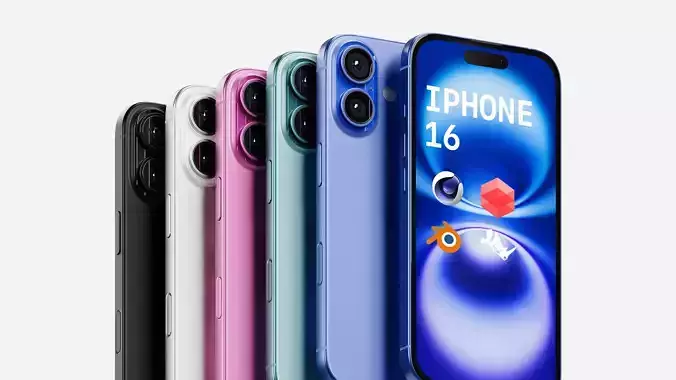 Apple iPhone 16 2024 - 5 Colors - HQ 3D Model 3D model
