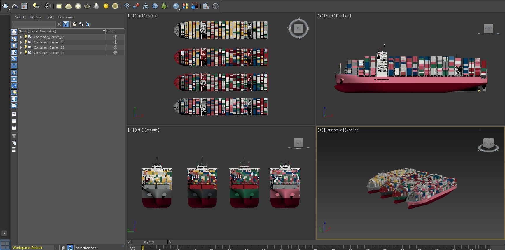 CONTAINER SHIP lowpoly Low-poly 3D model_12