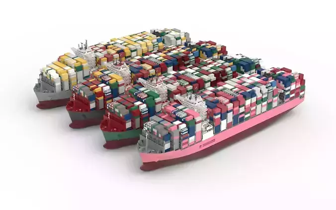 CONTAINER SHIP lowpoly Low-poly 3D model