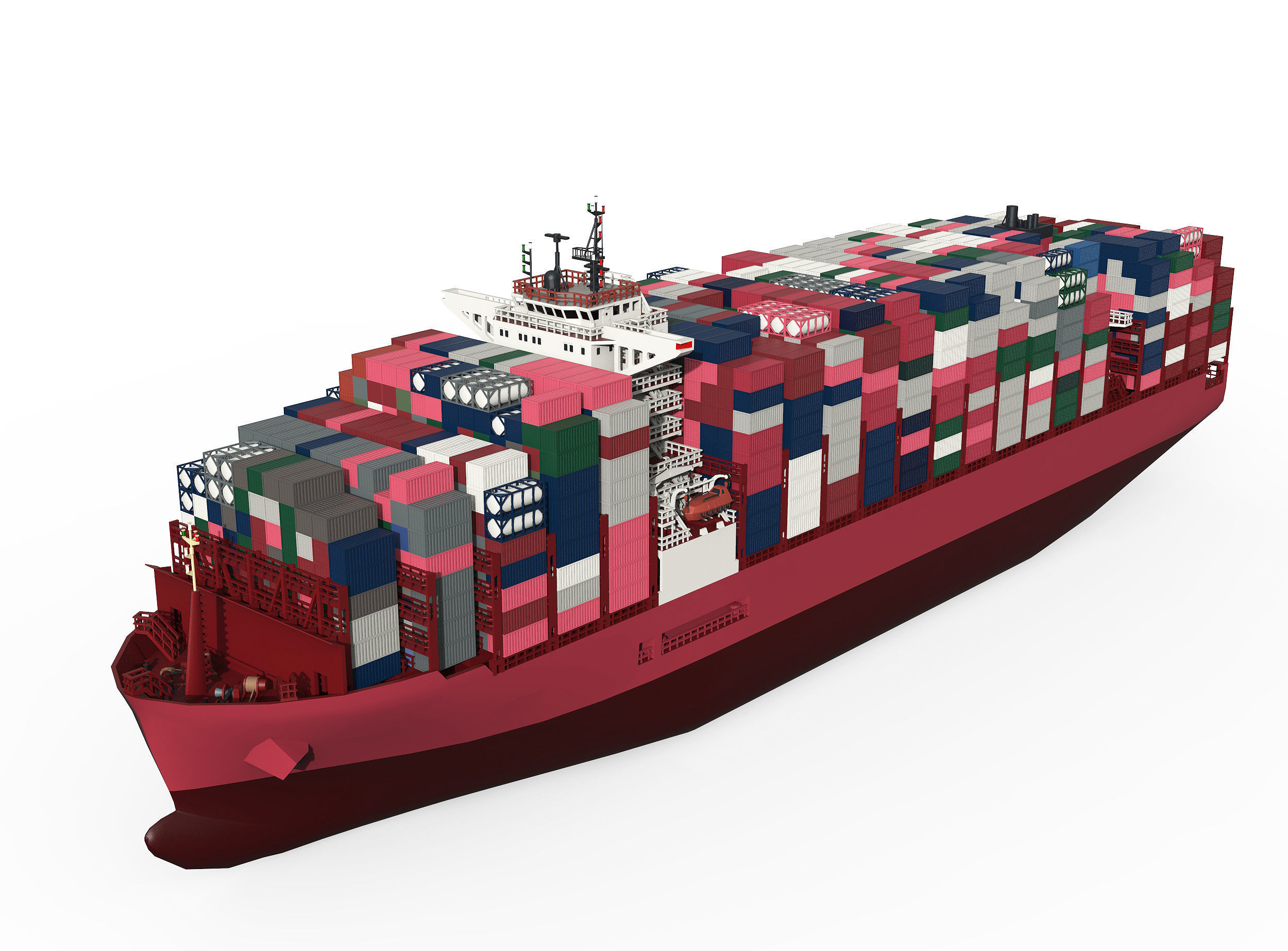 CONTAINER SHIP lowpoly Low-poly 3D model_7