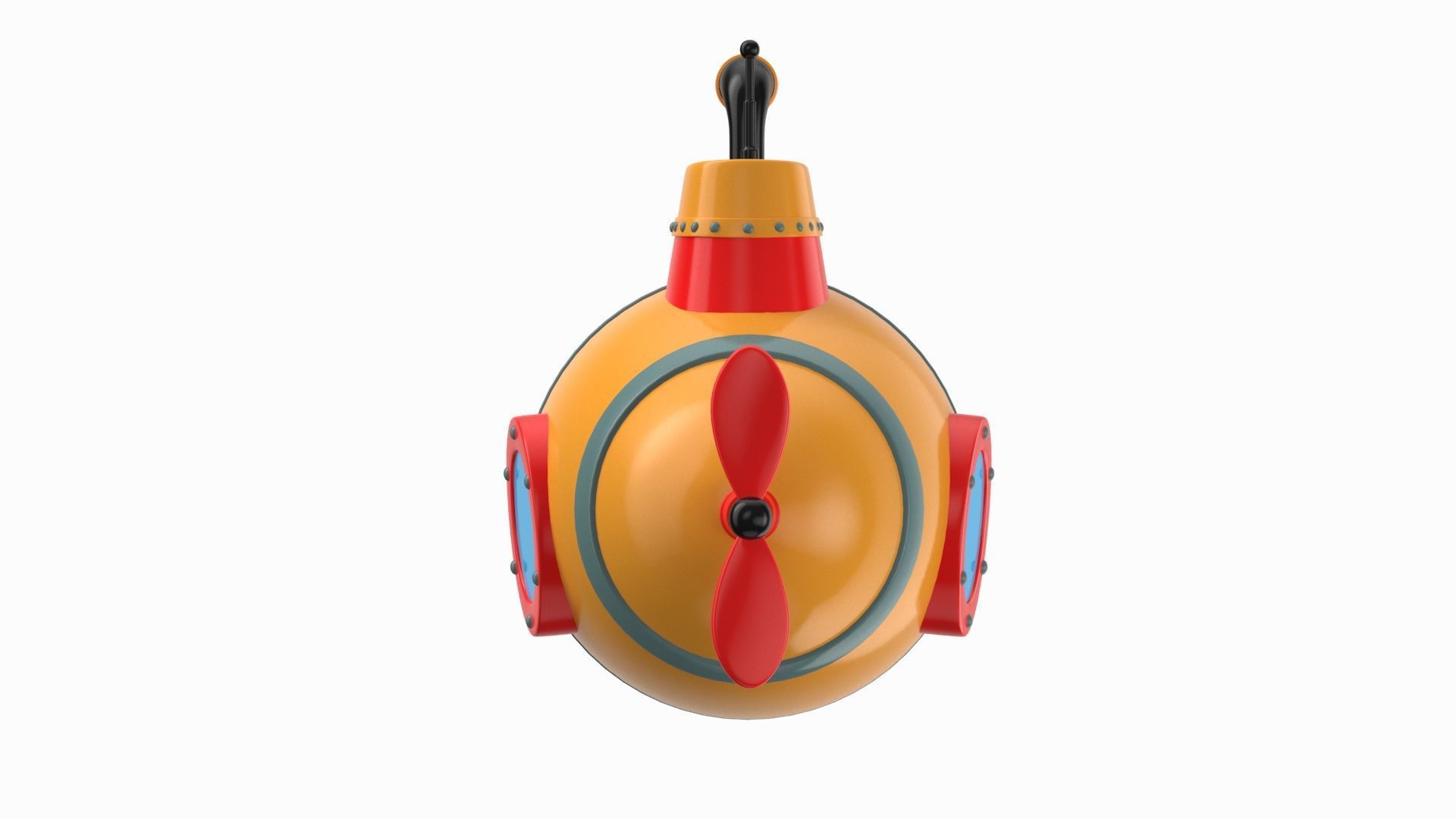 Cartoon Style Submarine Yellow 3D model_9