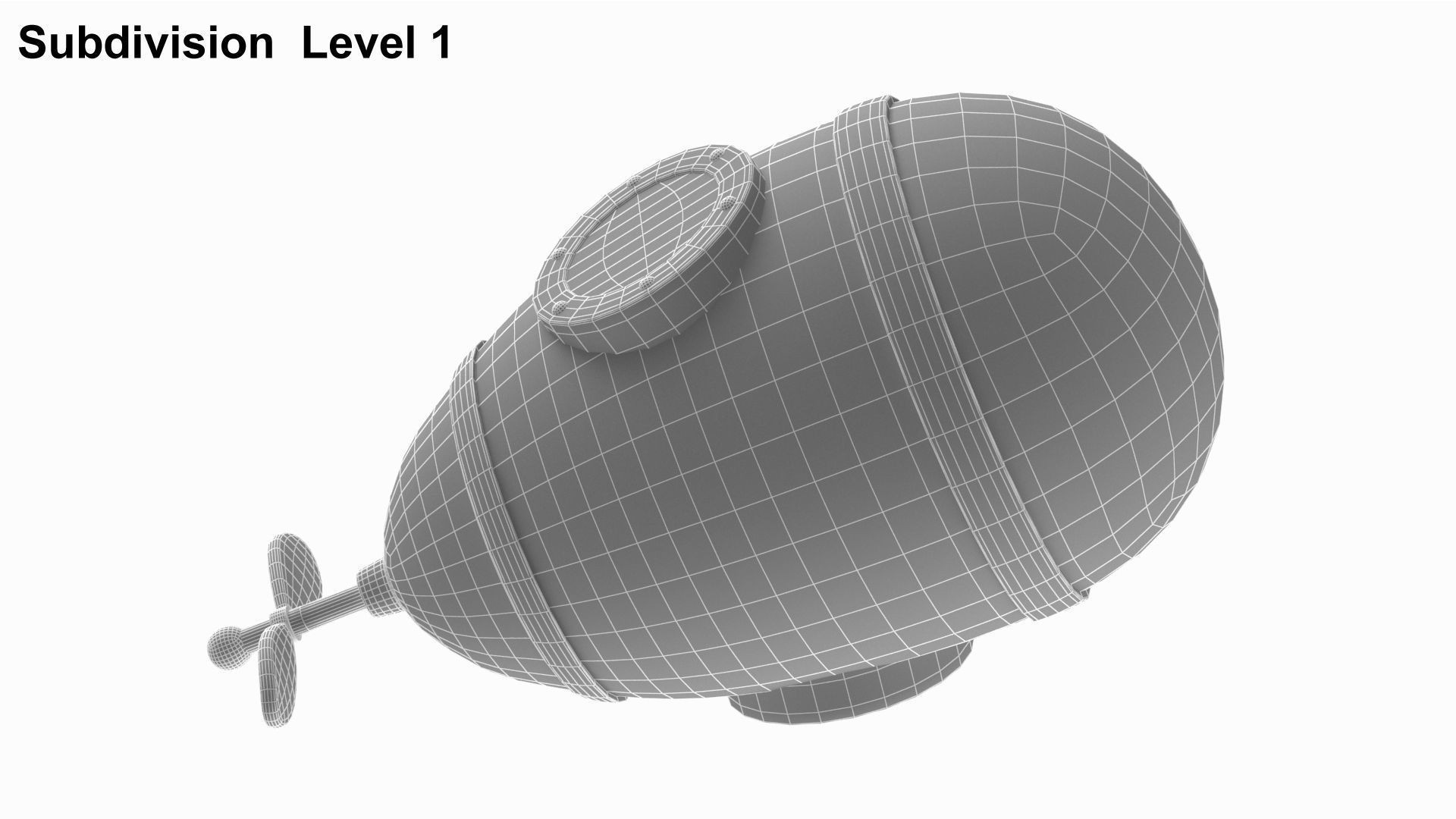 Cartoon Style Submarine Yellow 3D model_24