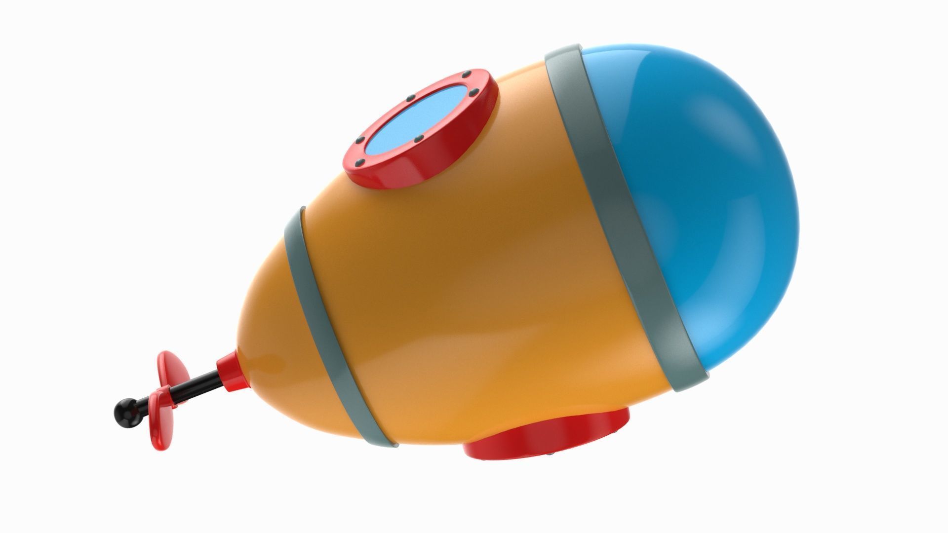 Cartoon Style Submarine Yellow 3D model_12