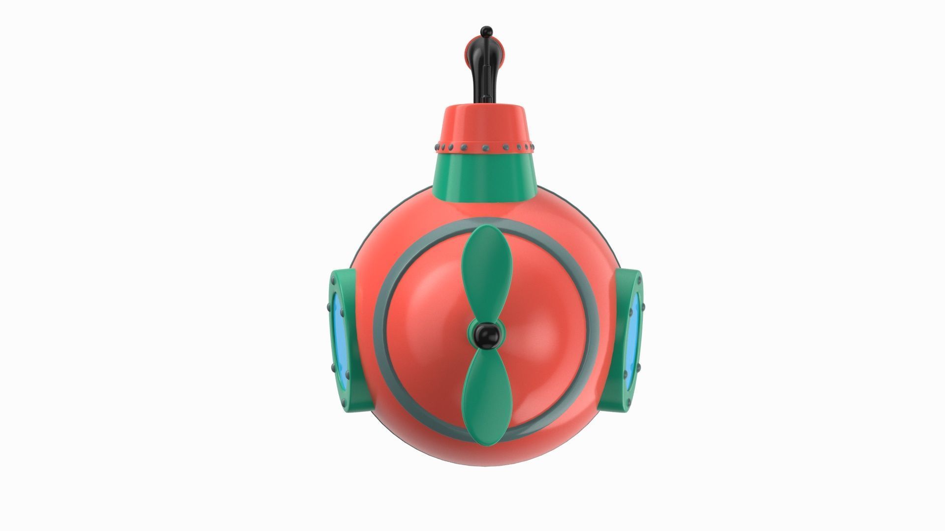 Cartoon Style Submarine Yellow 3D model_11