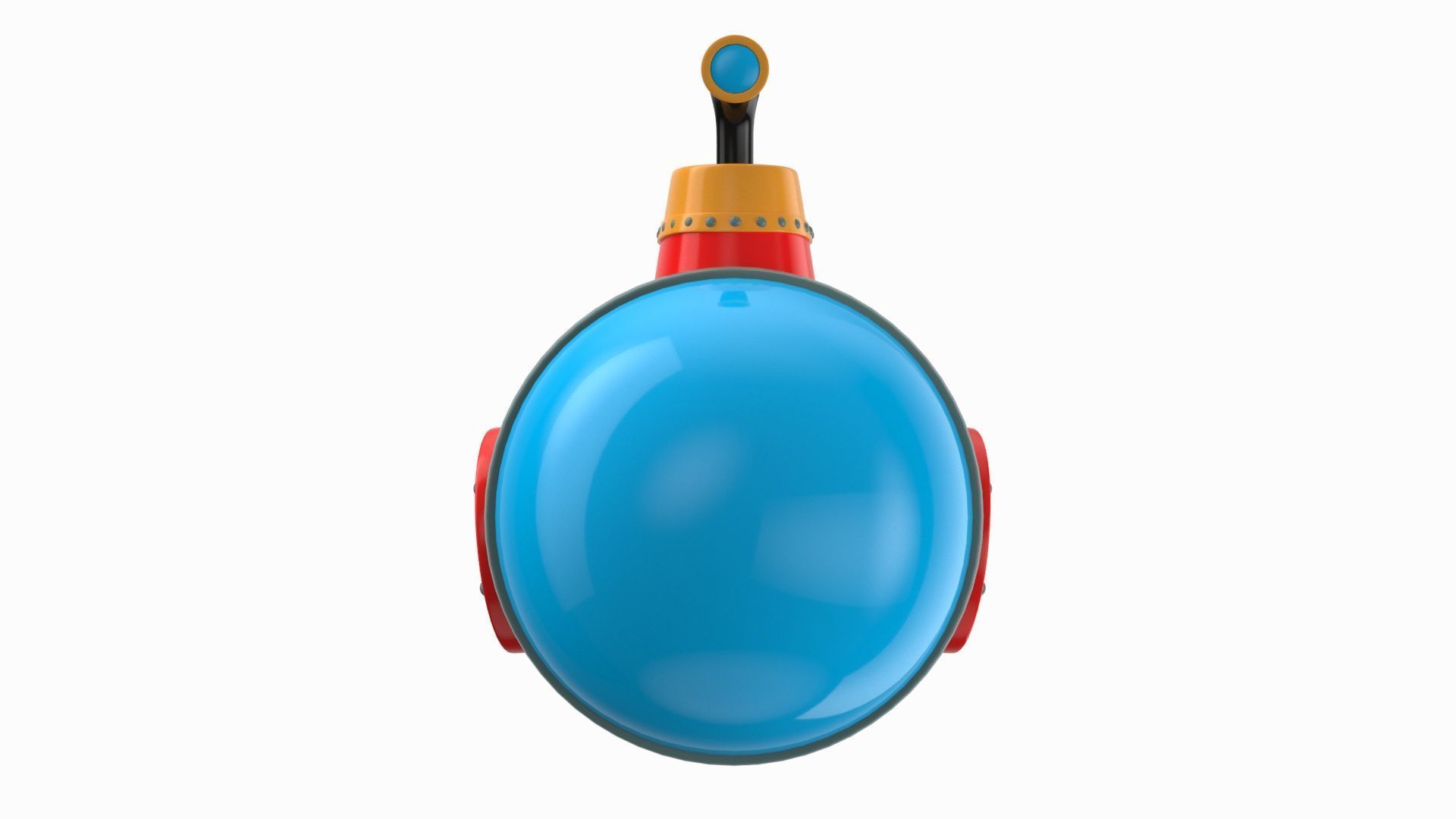 Cartoon Style Submarine Yellow 3D model_6