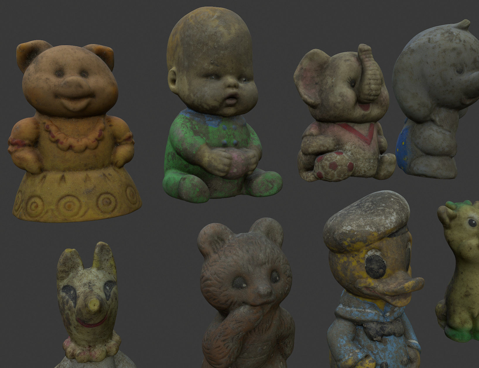 Old Soviet rubber toys high-poly set2 3D model_7