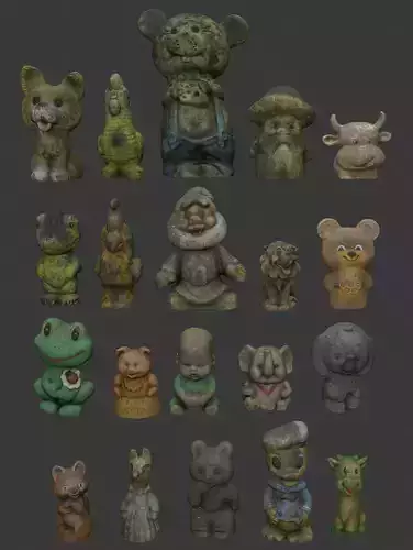 Old Soviet rubber toys high-poly set2