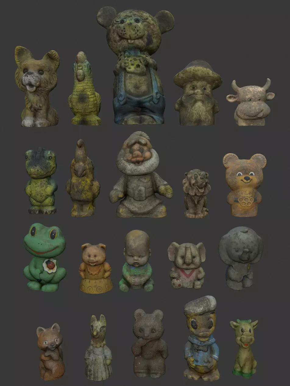 Old Soviet rubber toys high-poly set2 3D model_0