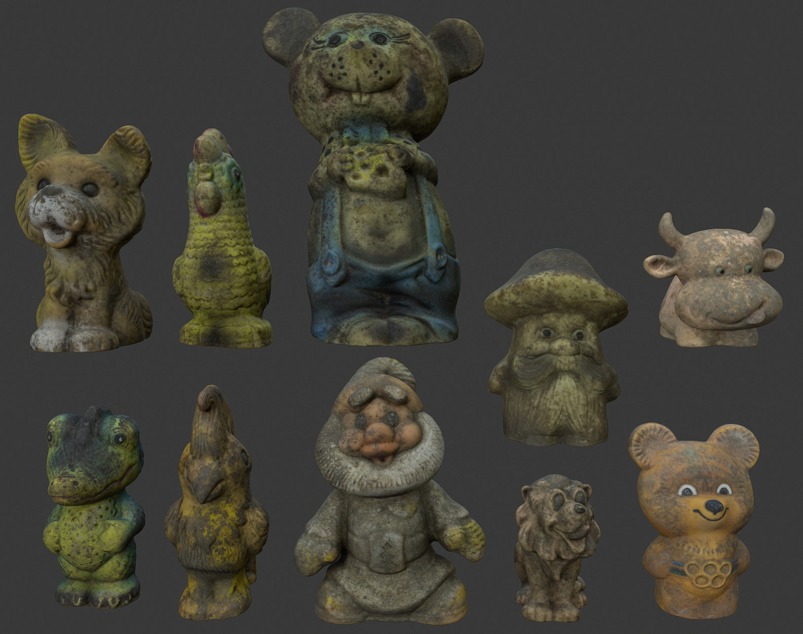 Old Soviet rubber toys high-poly set2 3D model_3