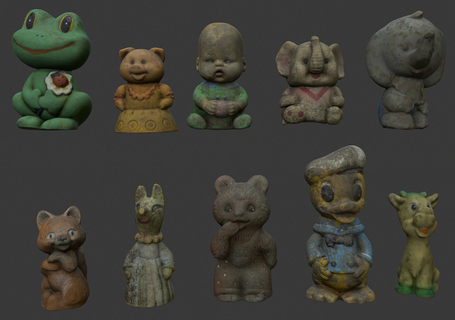 Old Soviet rubber toys high-poly set2 3D model_4