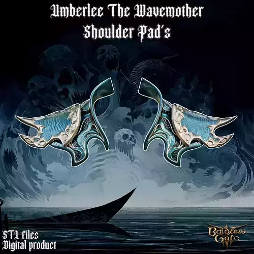 Umberlee The Wavemother Fantasy Shoulder Pads Baldrus Gate 3 3D print model