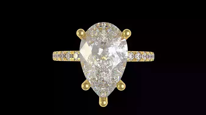 Pear Shaped Diamond Engagement Ring 3D print model 3D print model