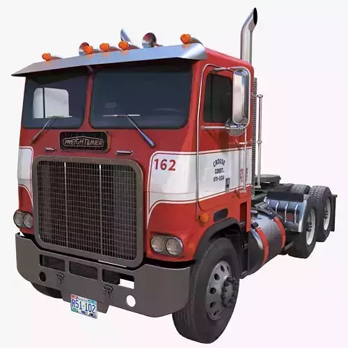 Freightliner Powerliner daycab semitruck Low-poly 3D model
