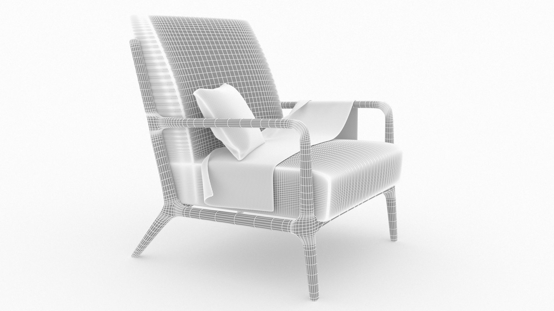 Armchair with pillow for 3ds max v-ray Free 3D model 3D model_4