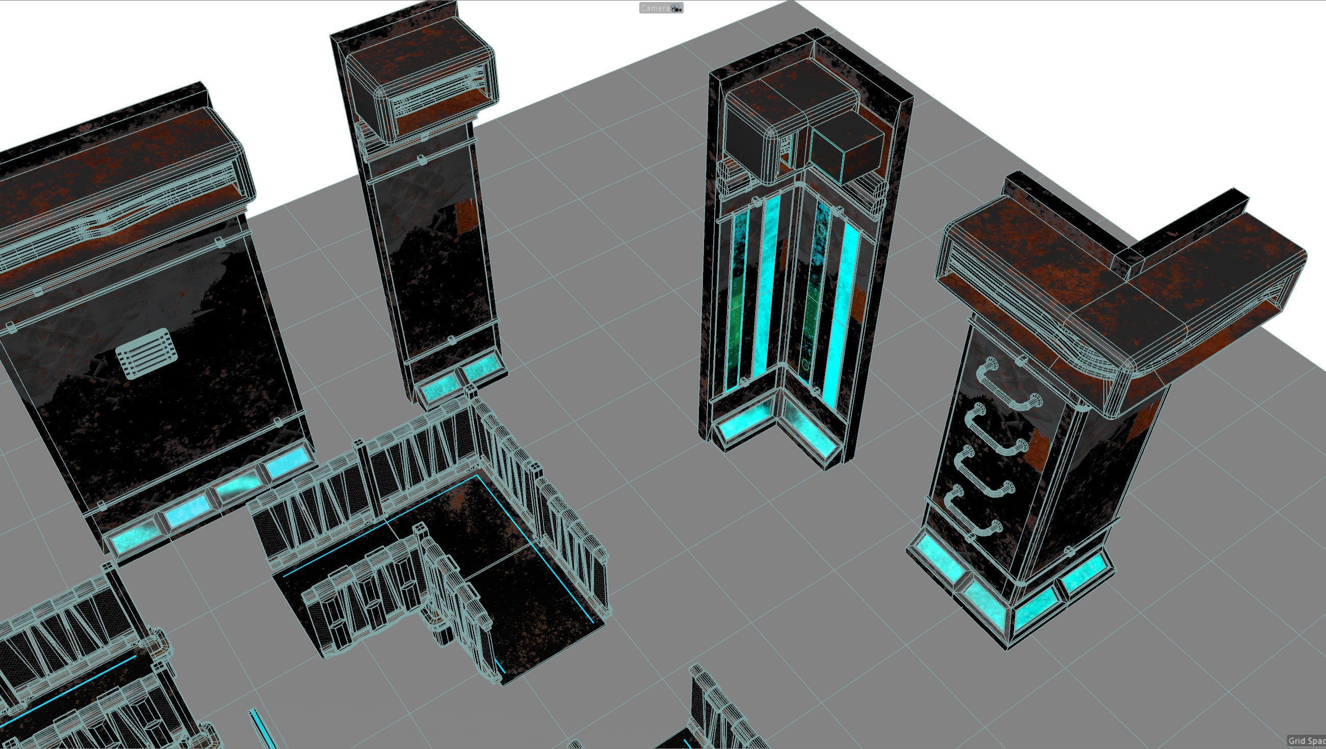 Cyberpunk modular set Low-poly 3D model_20