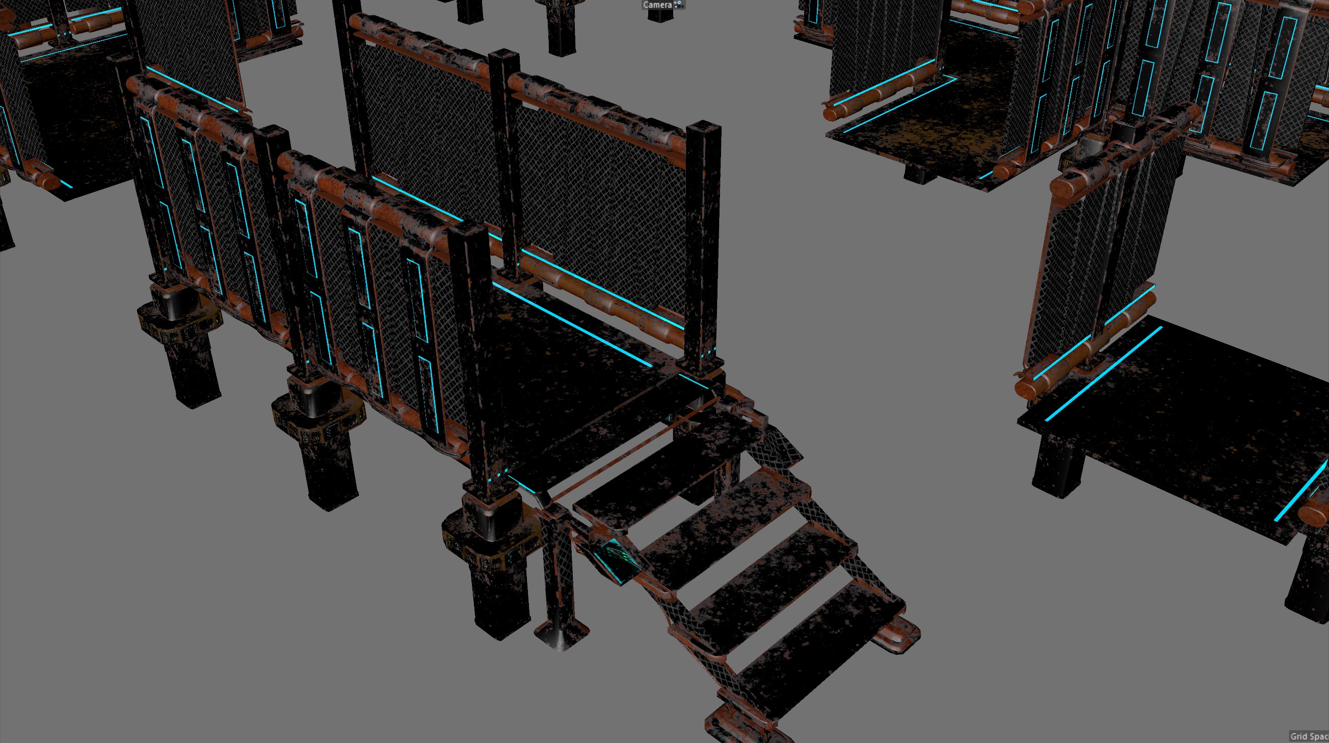 Cyberpunk modular set Low-poly 3D model_16