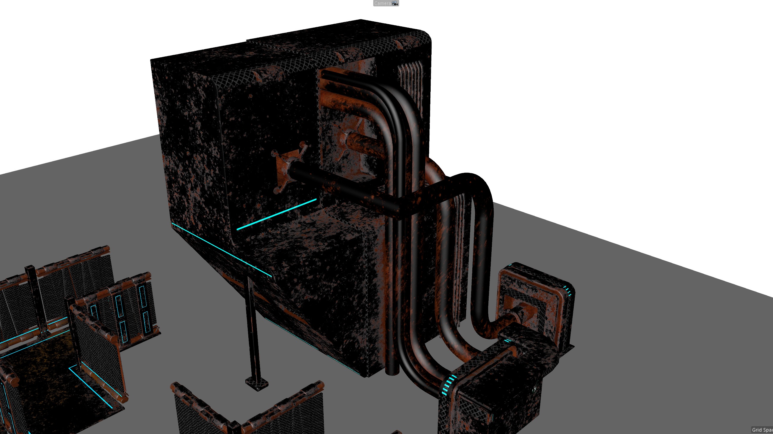 Cyberpunk modular set Low-poly 3D model_22