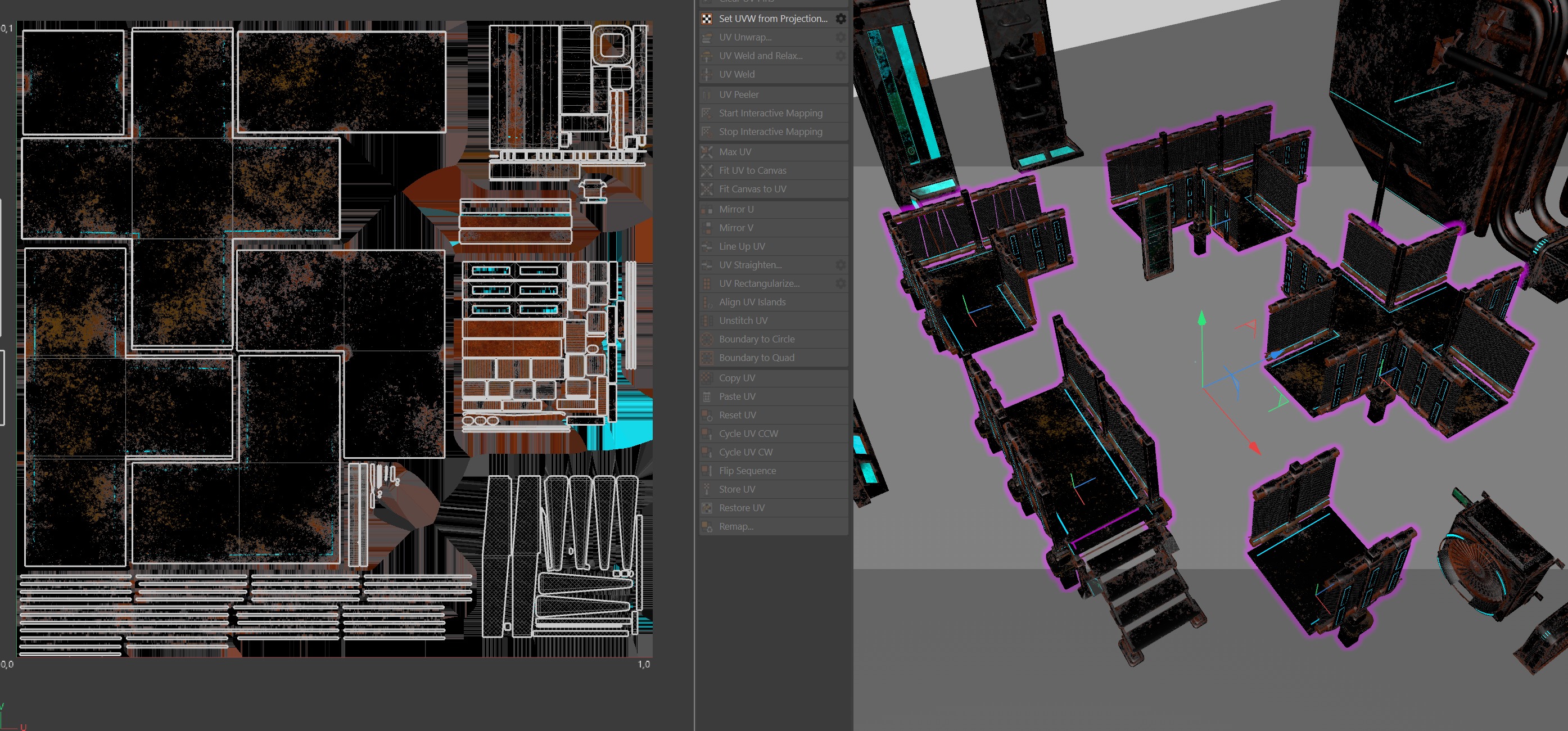 Cyberpunk modular set Low-poly 3D model_31