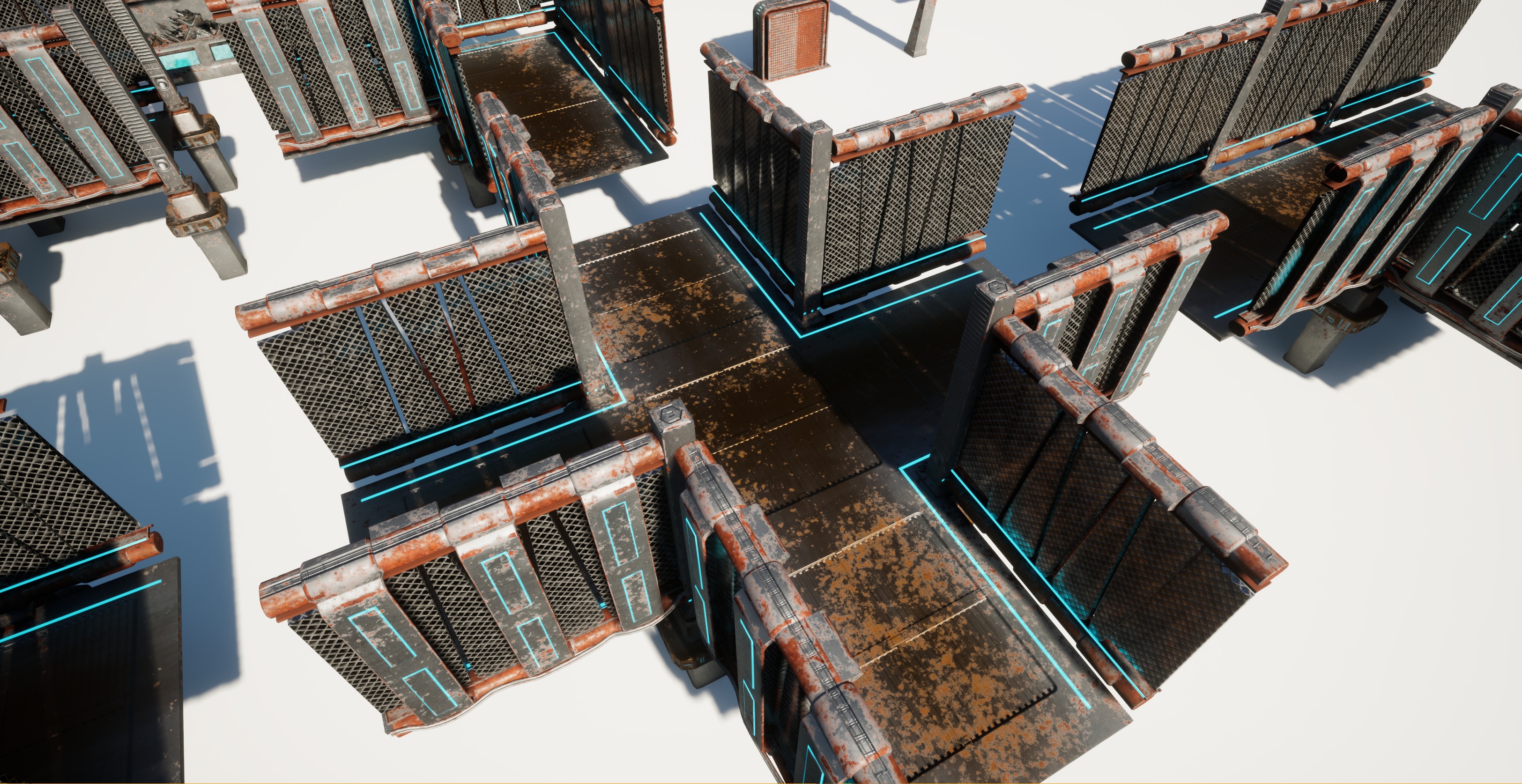 Cyberpunk modular set Low-poly 3D model_14