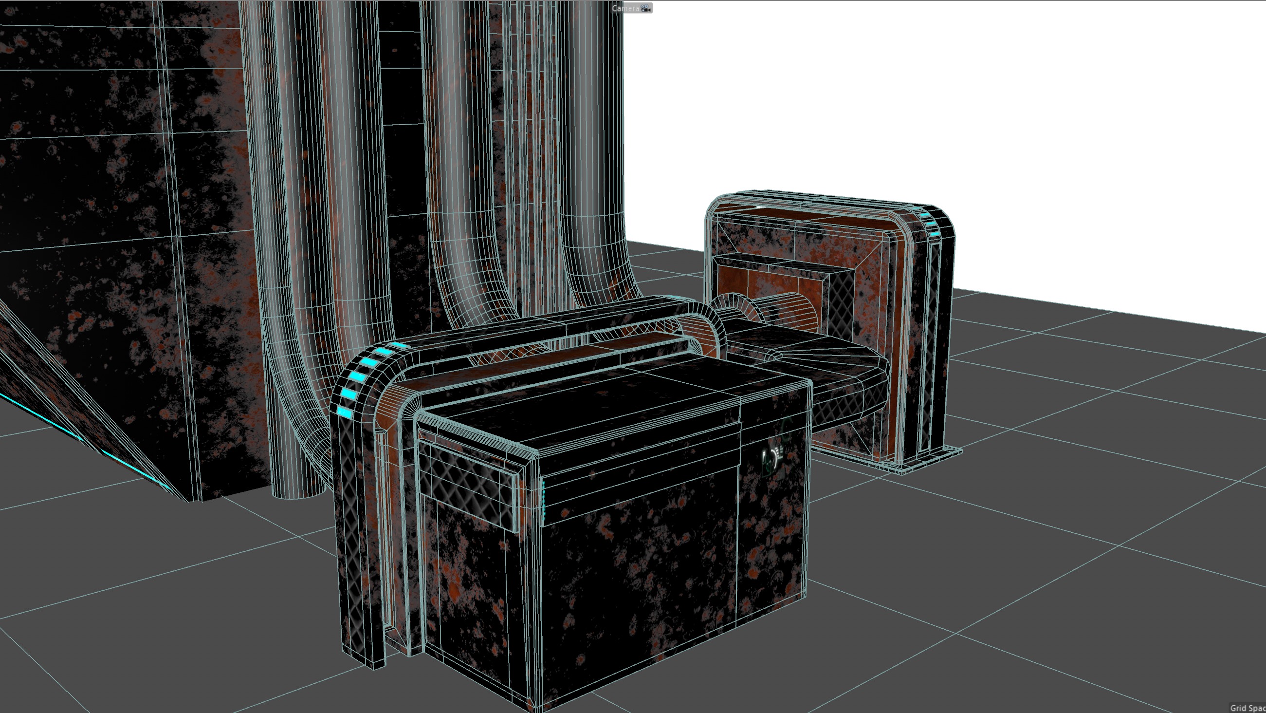Cyberpunk modular set Low-poly 3D model_26