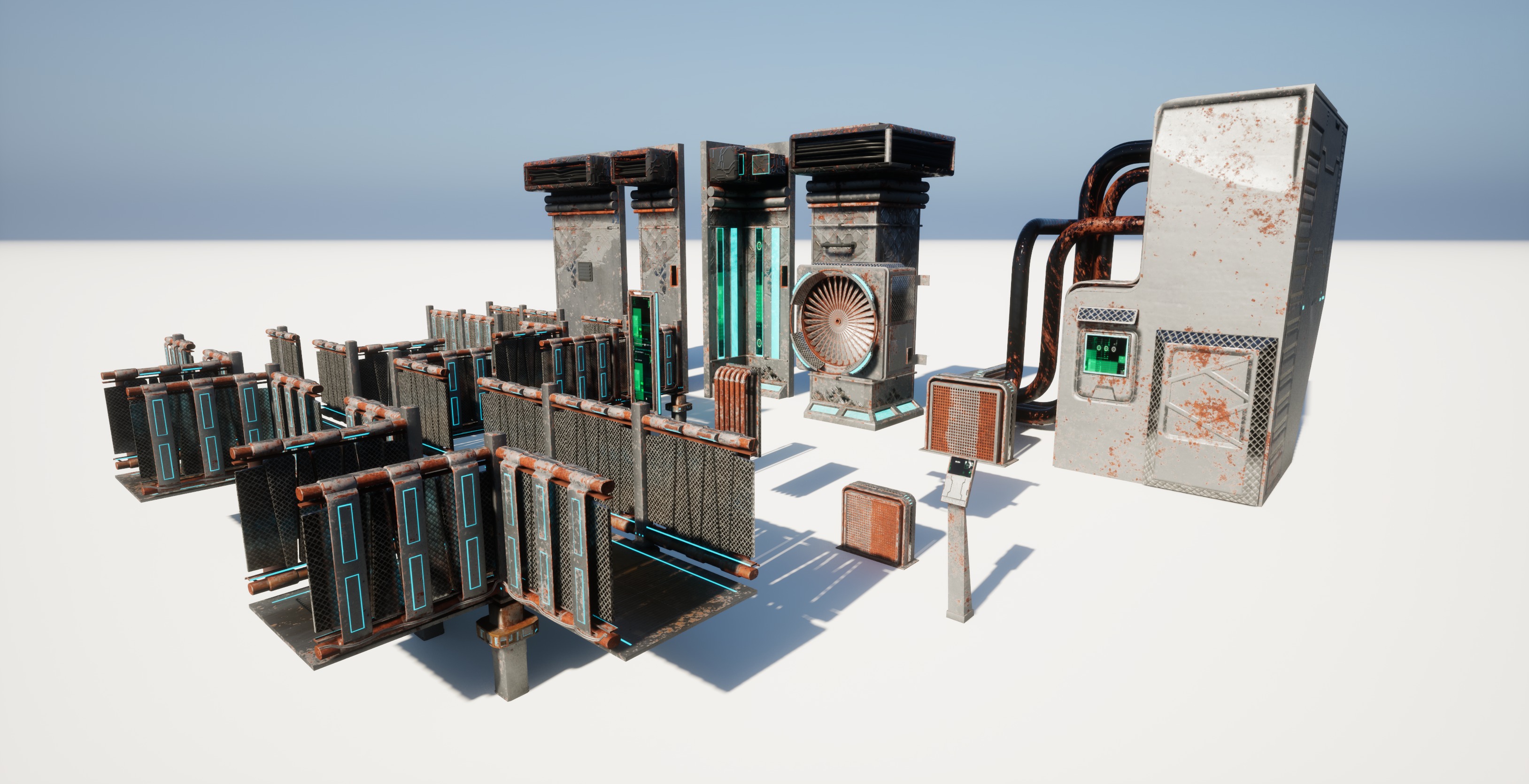 Cyberpunk modular set Low-poly 3D model_9