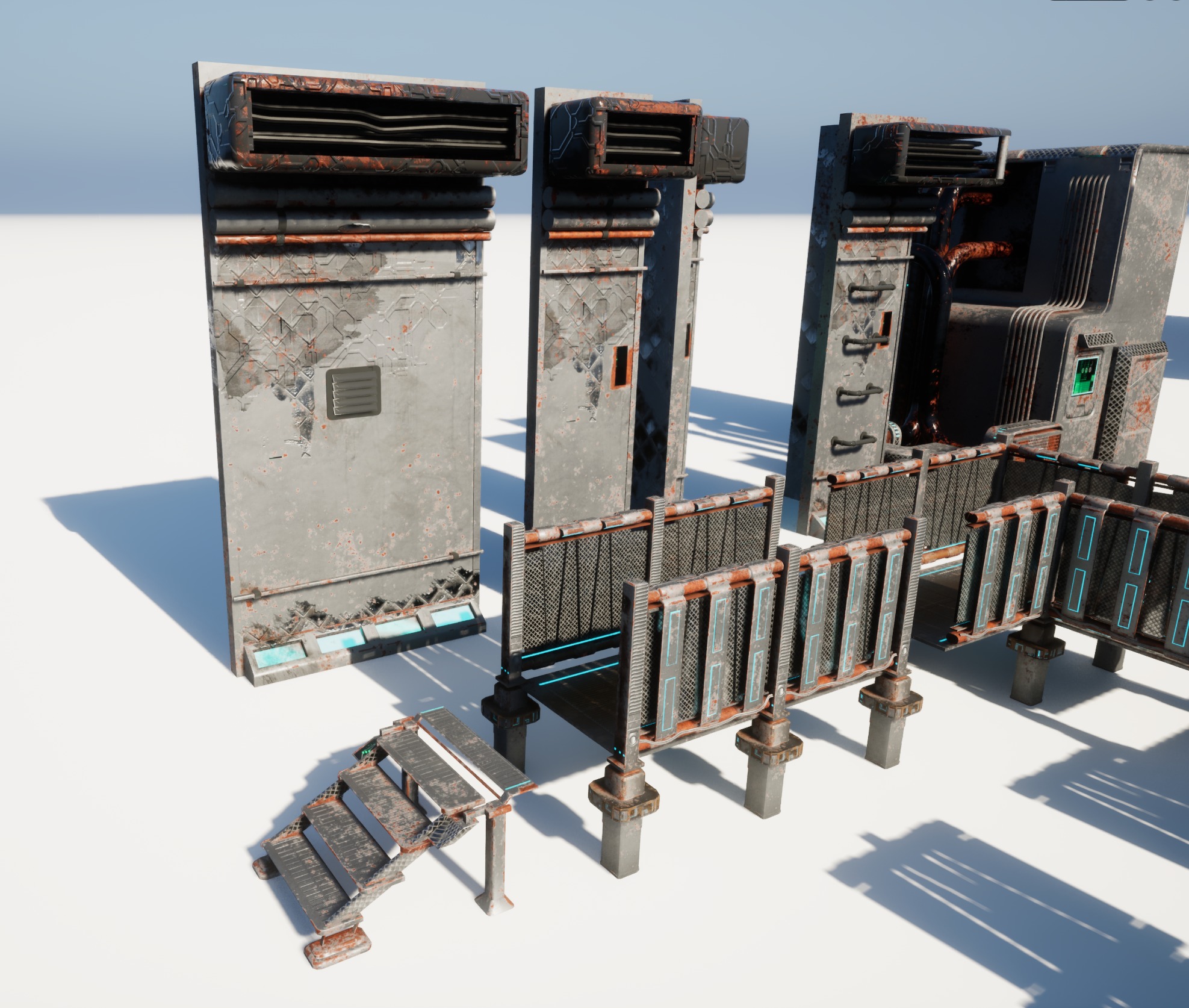 Cyberpunk modular set Low-poly 3D model_10