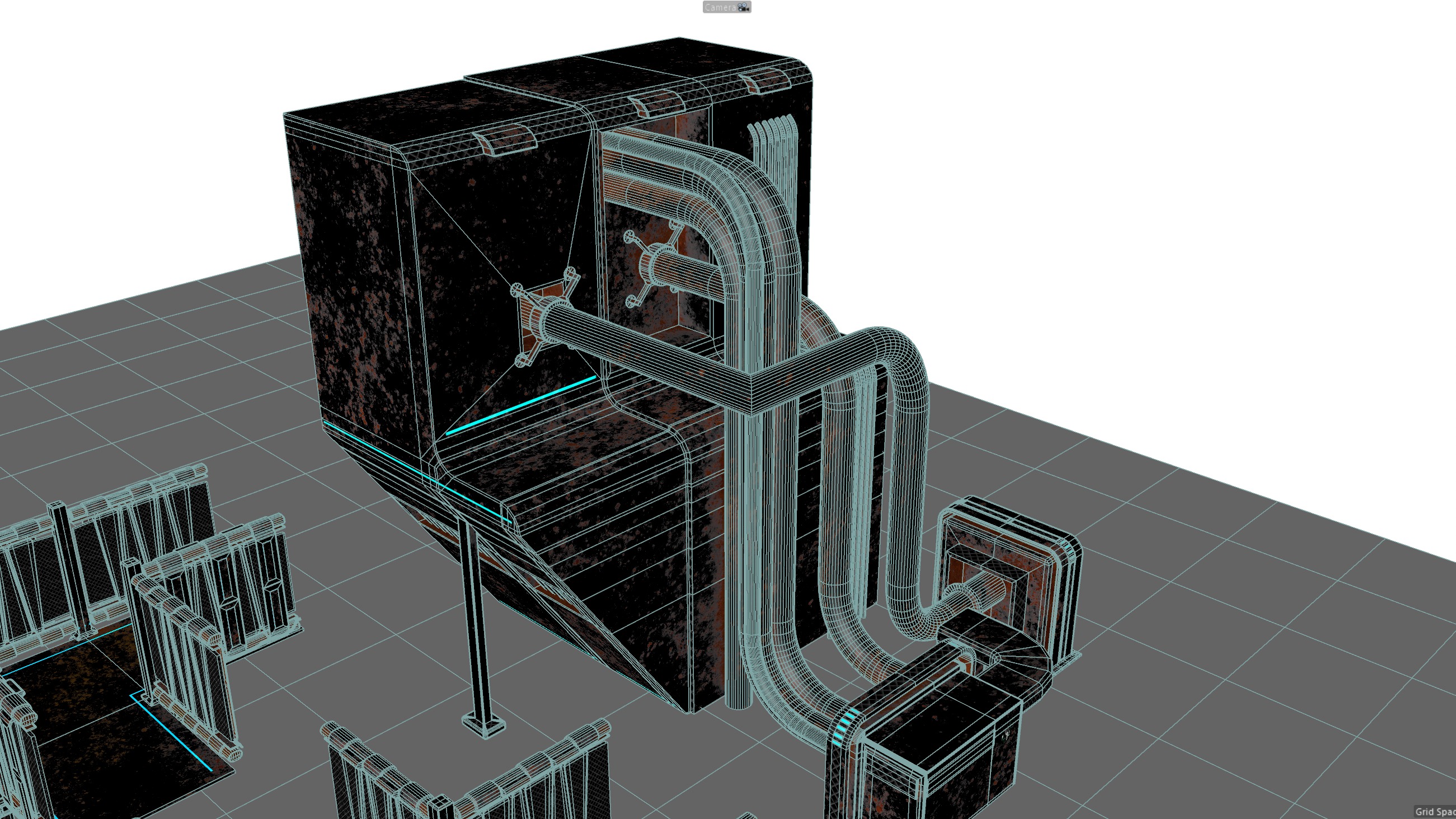 Cyberpunk modular set Low-poly 3D model_23