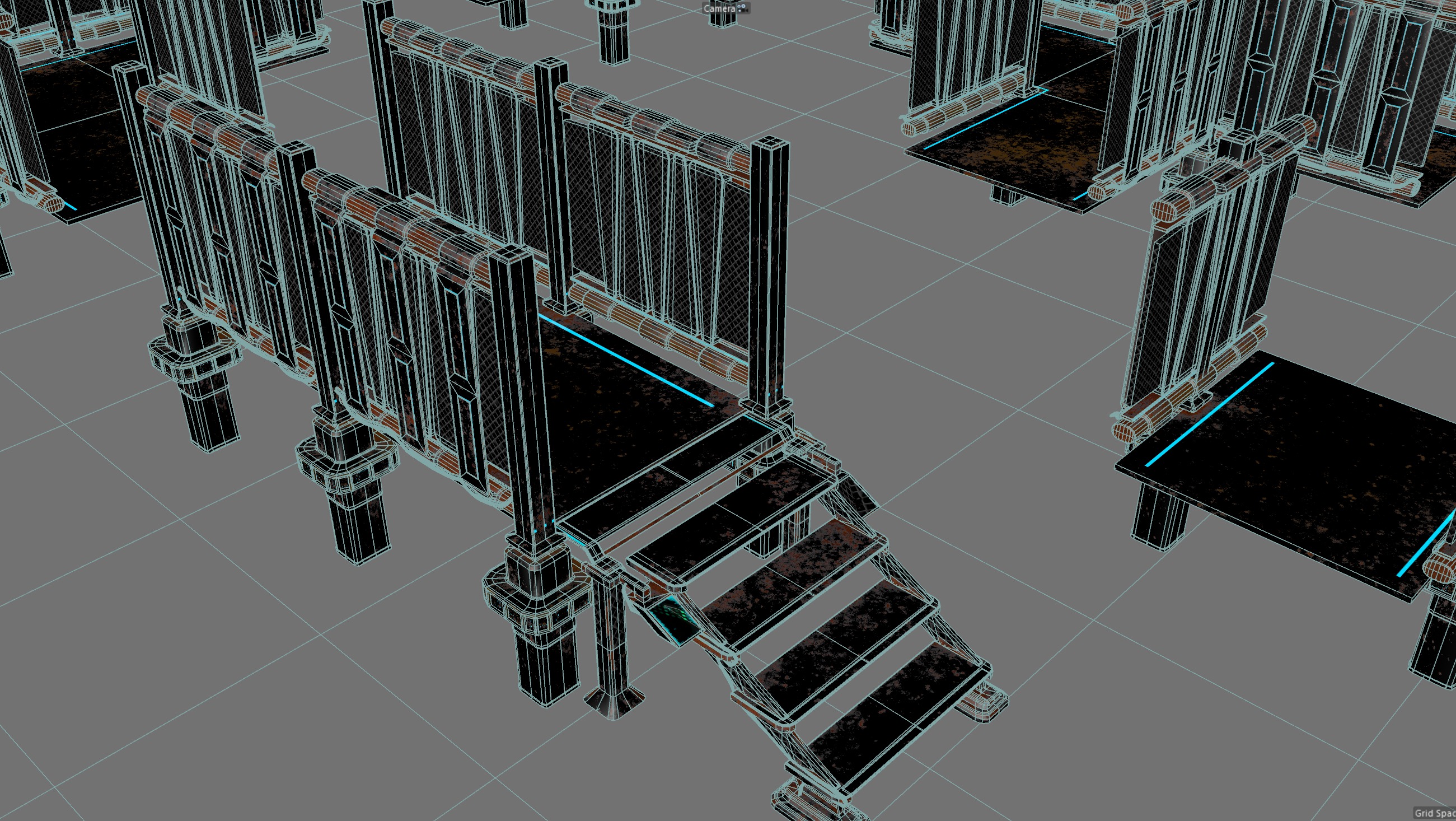 Cyberpunk modular set Low-poly 3D model_17