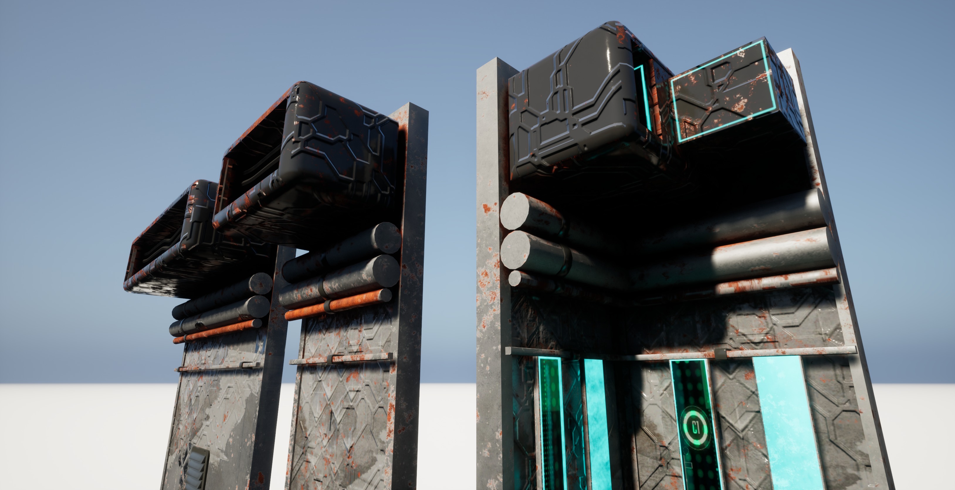 Cyberpunk modular set Low-poly 3D model_11