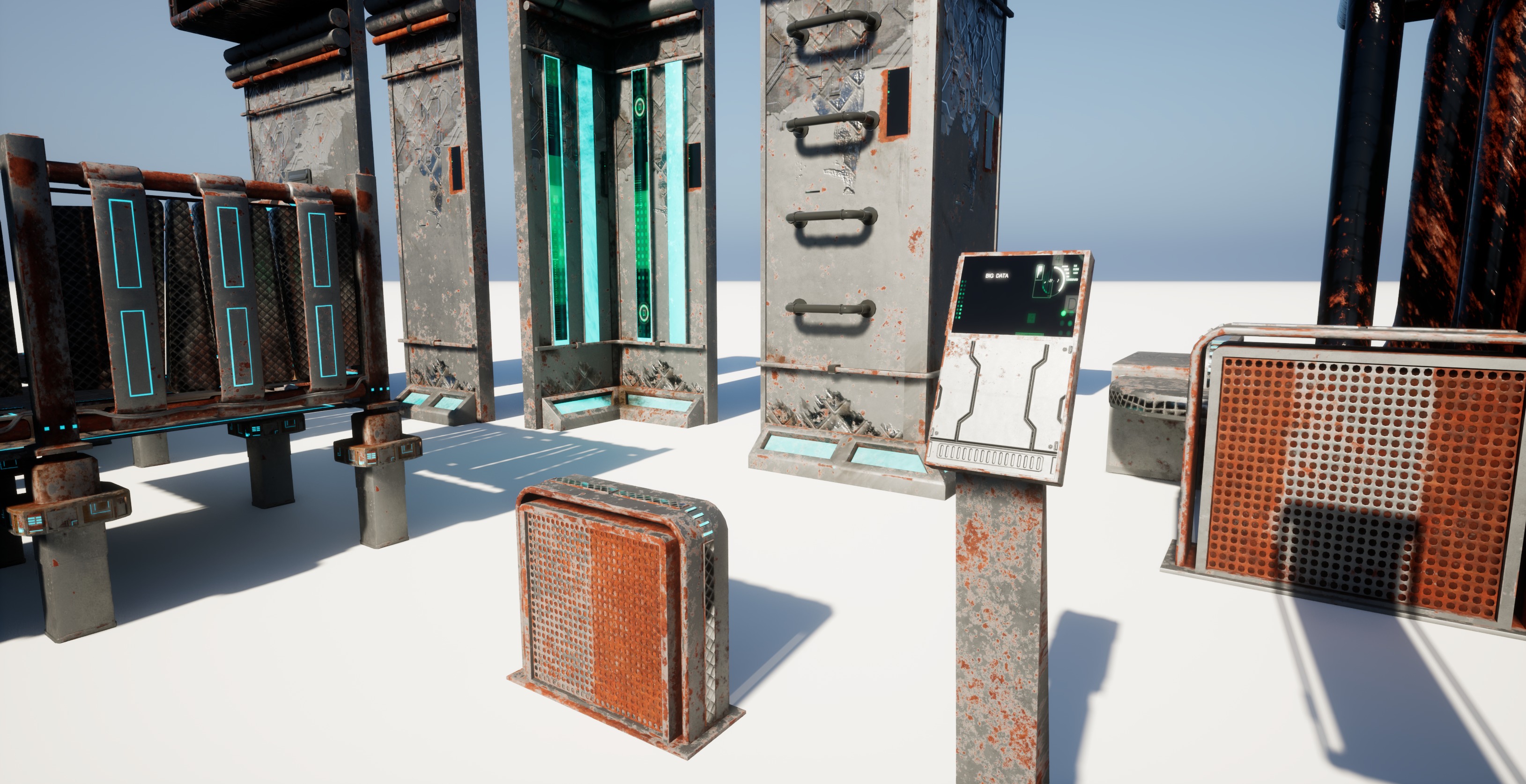 Cyberpunk modular set Low-poly 3D model_12