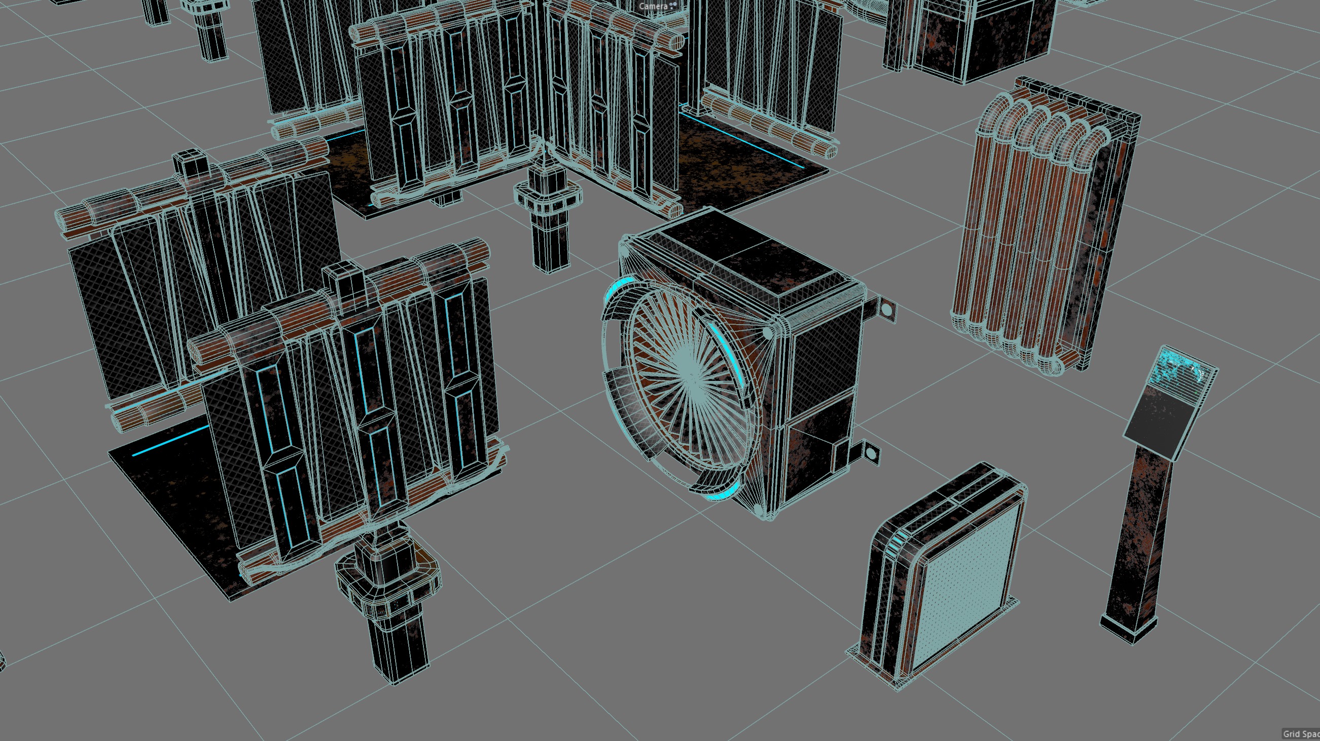 Cyberpunk modular set Low-poly 3D model_28