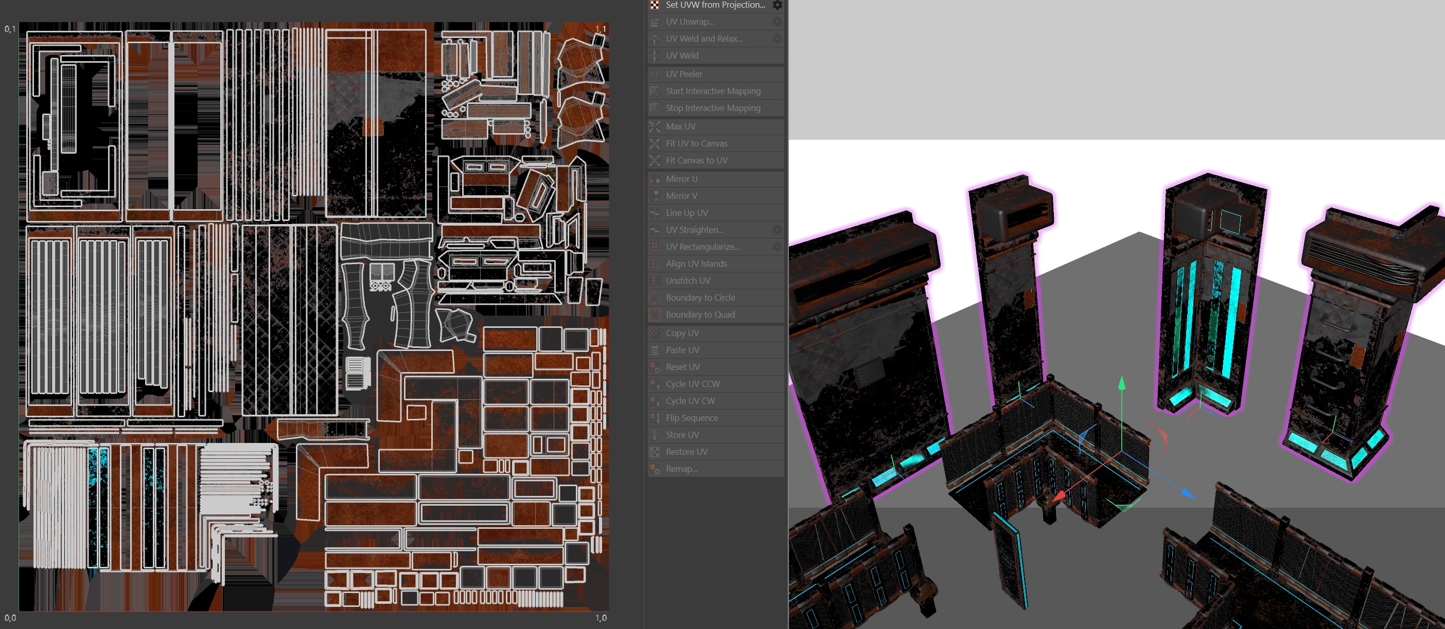Cyberpunk modular set Low-poly 3D model_30
