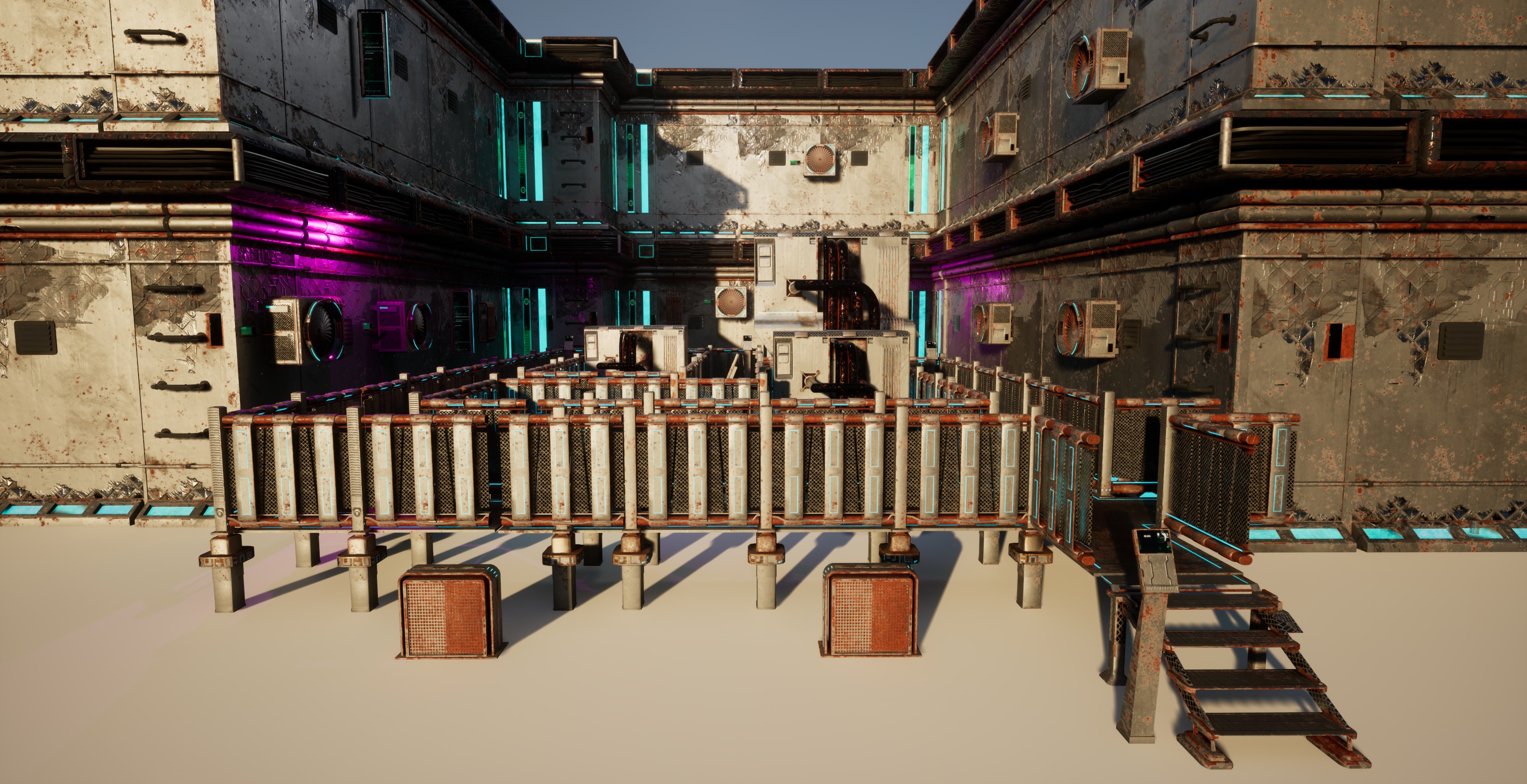 Cyberpunk modular set Low-poly 3D model_7