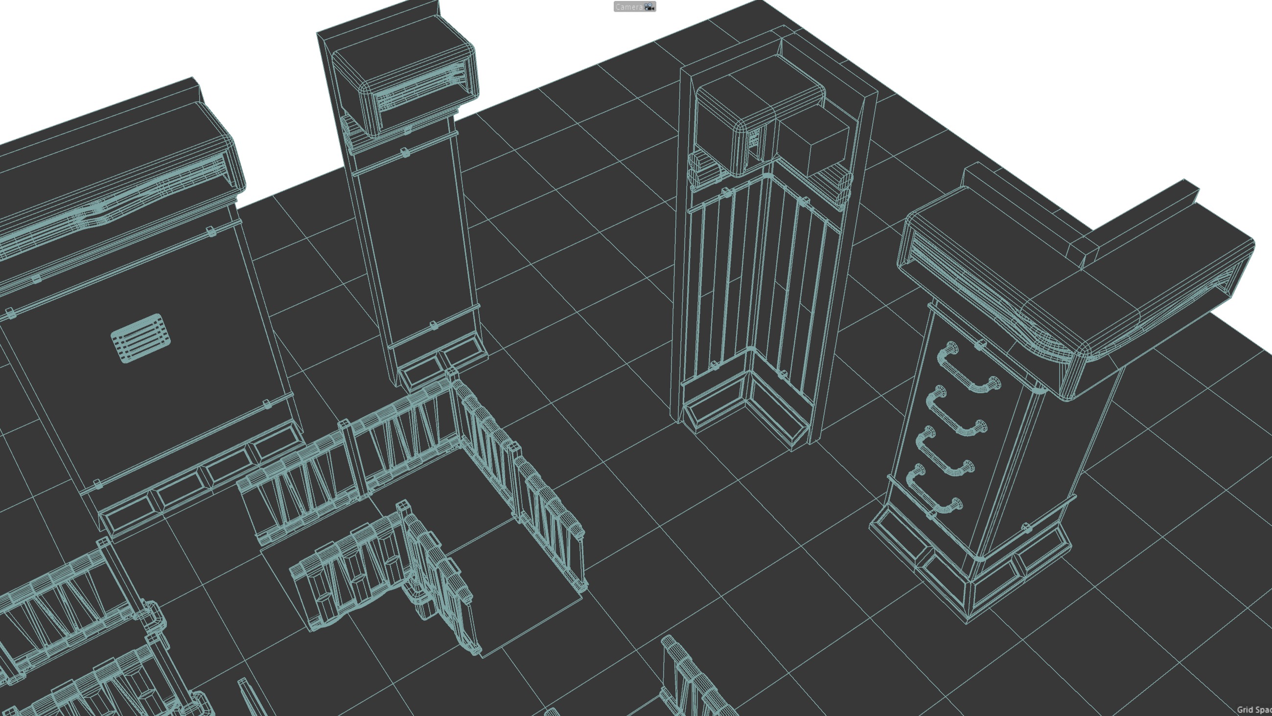 Cyberpunk modular set Low-poly 3D model_21