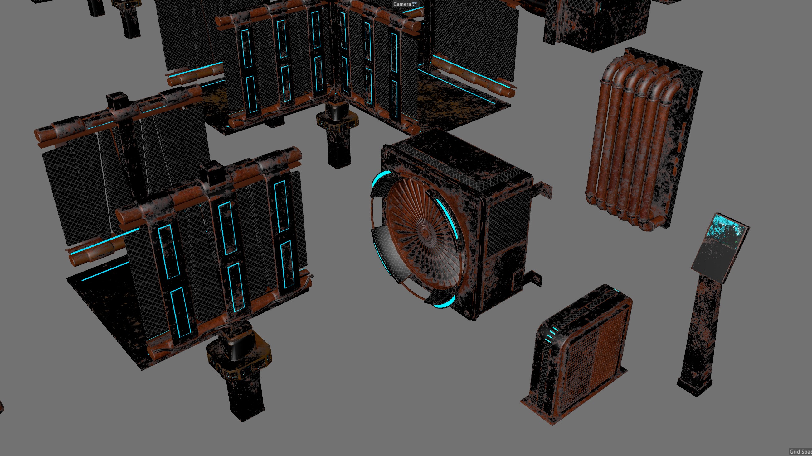 Cyberpunk modular set Low-poly 3D model_27