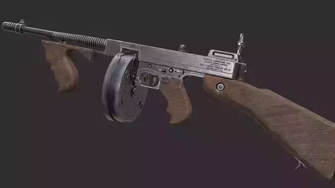 Thompson Submachine Gun Low-poly 3D model