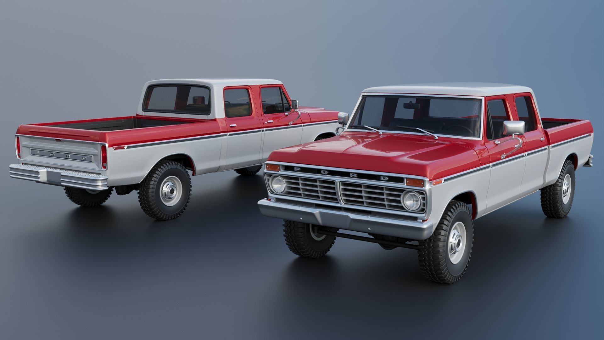 F-250 Crew Cab 1974 3D print model_1