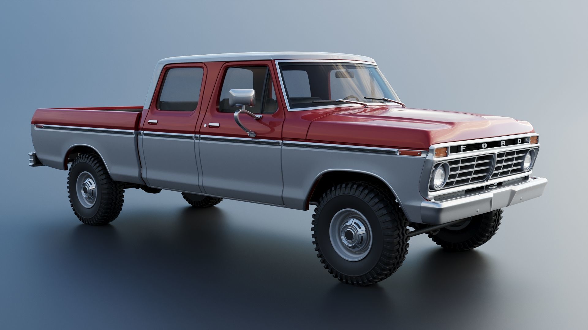F-250 Crew Cab 1974 3D print model_10