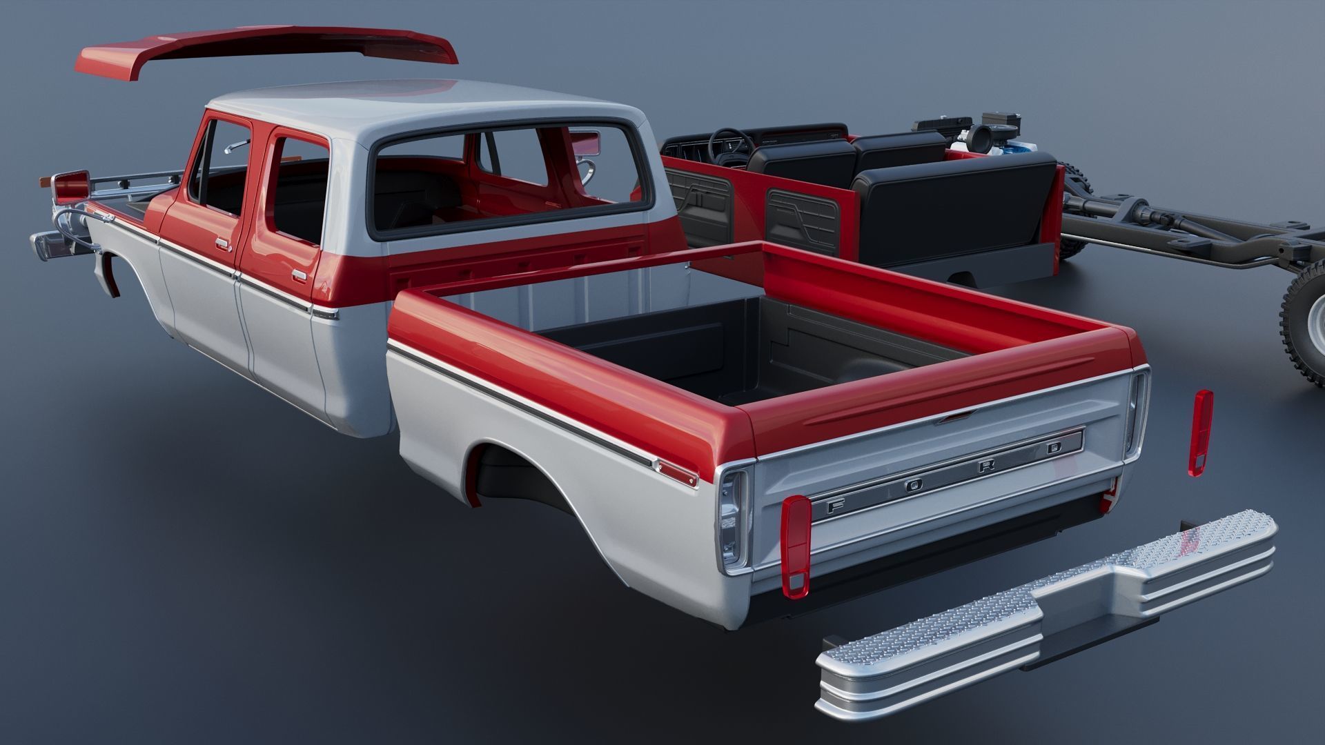 F-250 Crew Cab 1974 3D print model_23
